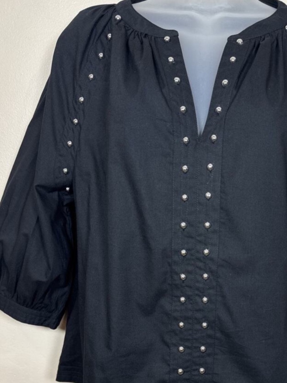 Evereve Celine Black Studded Blouse NWT
